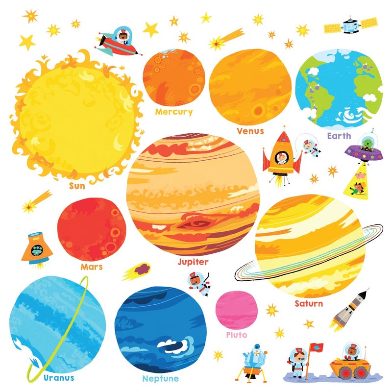 DECOWALL DS-8017 Planets and Space Kids Wall Stickers Wall Decals Peel and Stick Removable Wall Stickers for Kids Nursery Bedroom Living Room (Small) d?cor - Image 1